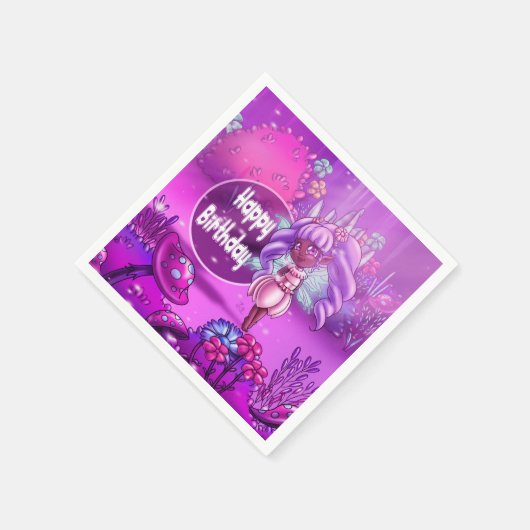 スウィートブラックフェアリー誕生日 スタンダードカクテルナプキン (角)
