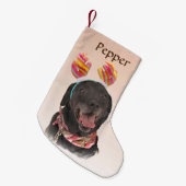 スウィートブラックラブラドールレトリエバードッグ スモールクリスマスストッキング (正面 (吊り時))