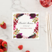 スウィートブルガンディパープルフローラリースブライダルシャワー スタンダードカクテルナプキン (インサイチュ)