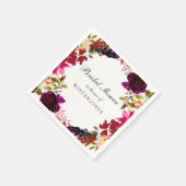 スウィートブルガンディパープルフローラリースブライダルシャワー スタンダードカクテルナプキン (角)