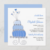 スウィートブルーズ結婚ケーキシックブライダルシャワー招待状 招待状 (正面/裏面)