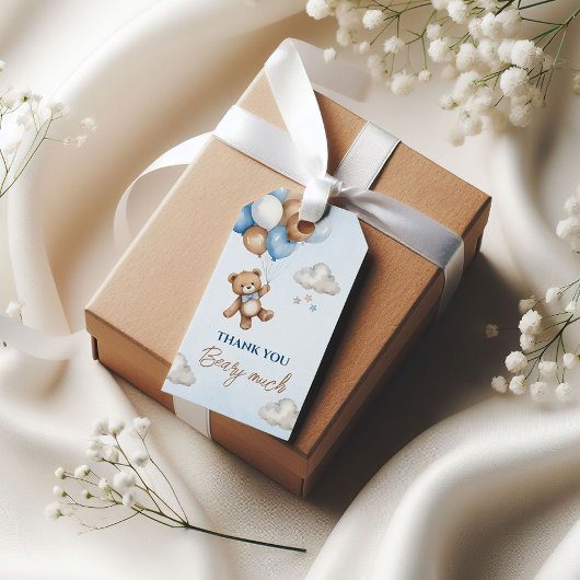 スウィートブルーベアベイビーシャワープレゼントタグバルーン ギフトタグ