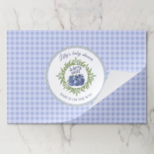 スウィートブルーベリー格子状ブルーティアウェイ紙ランチョンマット ペーパーパッド (折り畳み)