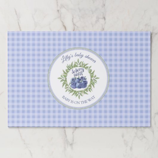 スウィートブルーベリー格子状ブルーティアウェイ紙ランチョンマット ペーパーパッド (正面)