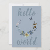 スウィートブルーボホフローラ男の赤ちゃんフォト誕生 案内状 (裏面)