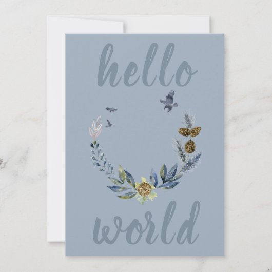 スウィートブルーボホフローラ男の赤ちゃんフォト誕生 案内状 (裏面)