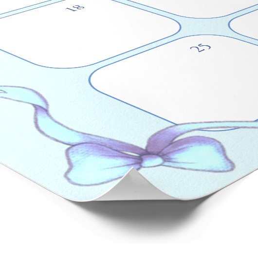 スウィートブルーラムベイビーシャワーの出産予定日カレンダー ポスター (角)