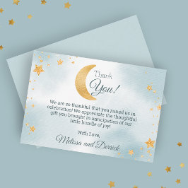 スウィートブルー お月様を超えて 男の子 ベビーシャワー サンキューカード