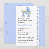 スウィートブルー カップルのベビーシャワー招待状 招待状 (正面/裏面)