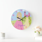 スウィートブロンドプリンセス パーソナライズされた ラージ壁時計 (ホーム)