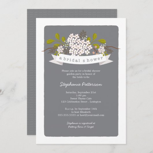 スウィートブーケガーデンパーティーブライダルシャワー 招待状 (正面/裏面)