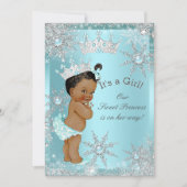 スウィートプリンセスガールベビーシャワーティール（緑がかった色）エスニック 招待状 (正面)