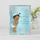 スウィートプリンセスガールベビーシャワーティール（緑がかった色）エスニック 招待状 (スタンド正面)