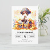 スウィートプリント可能な海賊誕生日 招待状 (スタンド正面)