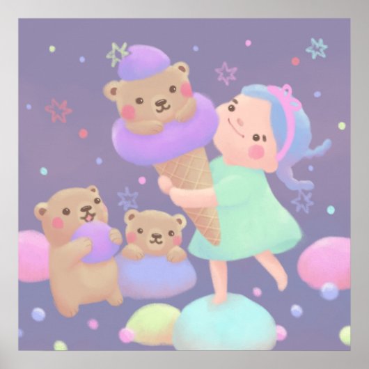 スウィートベアのアイスクリームイラスト ポスター (正面)