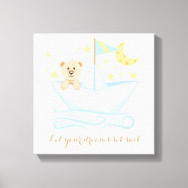 スウィートベアーイン紙ボート子供部屋 キャンバスプリント
