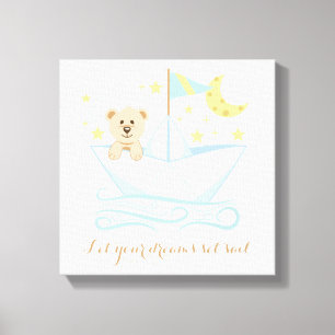 スウィートベアーイン紙ボート子供部屋 キャンバスプリント