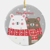 スウィートベアーネームウィンター初めてのクリスマス 結婚した セラミックオーナメント (裏面)