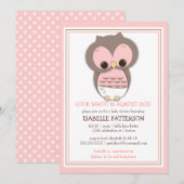 スウィートベイビーオウル 女の子のベビーシャワー招待状 招待状 (正面/裏面)