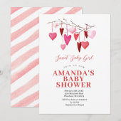 スウィートベイビーガール バレンタイン風船 ベビーシャワー 招待状 (正面/裏面)