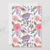 スウィートベイビーガール パープル＆ピンクの花のベイビーシャワー 招待状 (裏面)