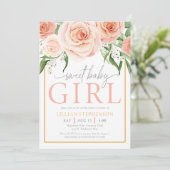 スウィートベイビーガール ピンクローズ フラワーベイビーシャワー 招待状 (スタンド正面)