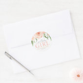 スウィートベイビーガール ブラッシュピンク ローズ フラワーステッカー ラウンドシール (封筒)