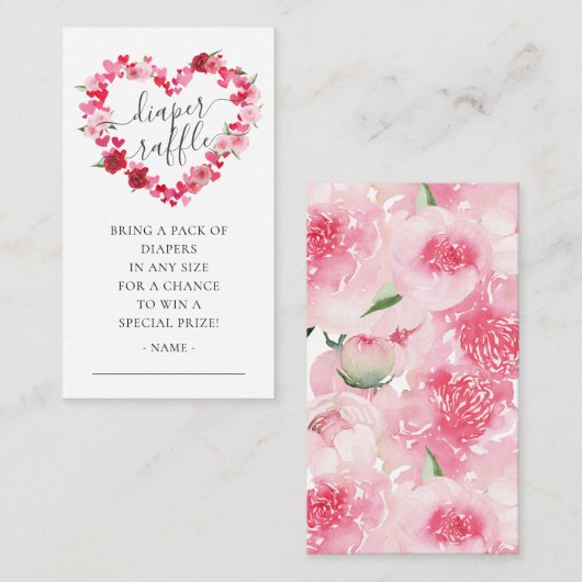 スウィートベイビーシャワーオムツラッフルチケット エンクロージャーカード (正面/裏面)