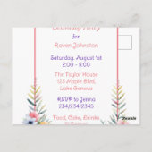 スウィートベイビージラフ フラワーの女の子の誕生日パーティー ポストカード (裏面)