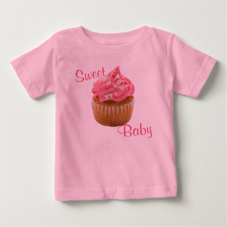 スウィートベイビーピンクジオメトリックカップケーキ ベビーTシャツ