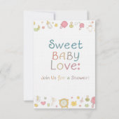 スウィートベイビーラブ:ベビーシャワー リネン招待状カード 招待状 (裏面)