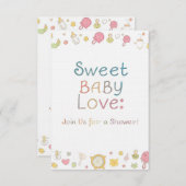 スウィートベイビーラブ:ベビーシャワー リネン招待状カード 招待状 (正面/裏面)