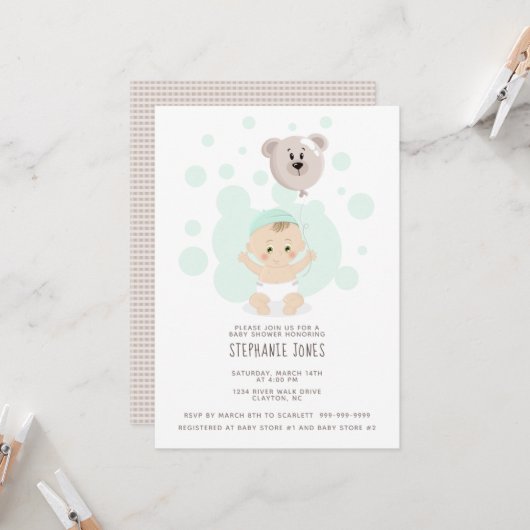 スウィートベイビー&ベアバルーン 招待状 (正面/裏面インサイチュ)