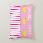 スウィートベビーイエローダックスクピンクホワイトストライプズ アクセントクッション (正面(垂直))