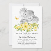 スウィートベビーエレファントニュートラルベビースシャワー 招待状 (正面)