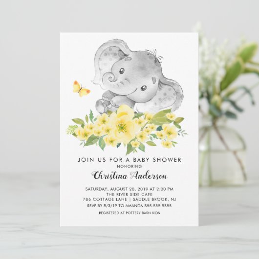 スウィートベビーエレファントニュートラルベビースシャワー 招待状 (スタンド正面)