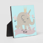 スウィートベビーエレファントユニコーン名前をカスタムする フォトプラーク (正面)
