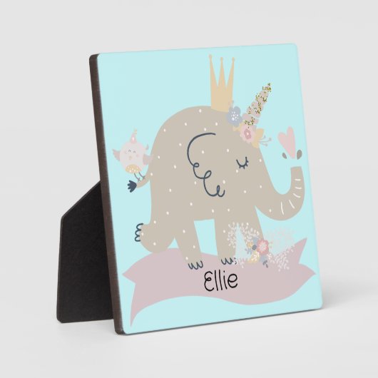 スウィートベビーエレファントユニコーン名前をカスタムする フォトプラーク (正面)