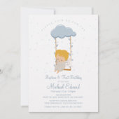 スウィートベビーエンジェルファースト誕生日とバプテスマ 招待状 (正面)