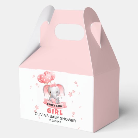 スウィートベビーゾウ赤ちゃんシャワー フェイバーボックス (正面)