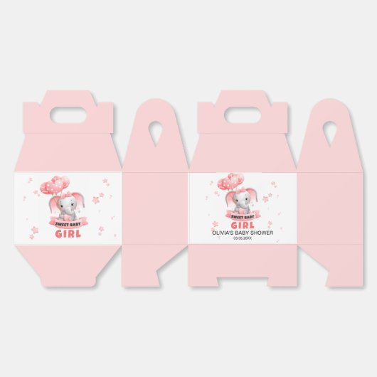 スウィートベビーゾウ赤ちゃんシャワー フェイバーボックス (見開き)