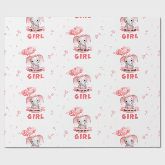 スウィートベビーゾウ赤ちゃんシャワー ラッピングペーパー (フラット)
