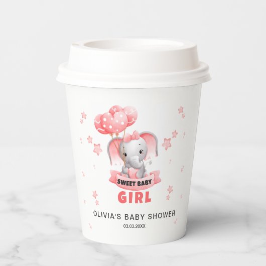 スウィートベビーゾウ赤ちゃんシャワー 紙コップ (裏面)