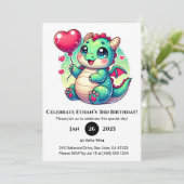 スウィートベビードラゴンとハートバルーン誕生日 招待状 (スタンド正面)