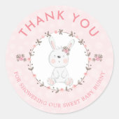 スウィートベビーバニーフローラベビーシャワーありがとう ラウンドシール (正面)