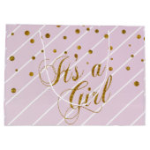 スウィートベビーピンクと金ゴールド紙吹雪 ラージペーパーバッグ (裏面)