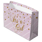 スウィートベビーピンクと金ゴールド紙吹雪 ラージペーパーバッグ (裏面アングル)