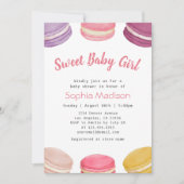 スウィートベビーピンクマカロンデザートベビーガールシャワー 招待状 (正面)