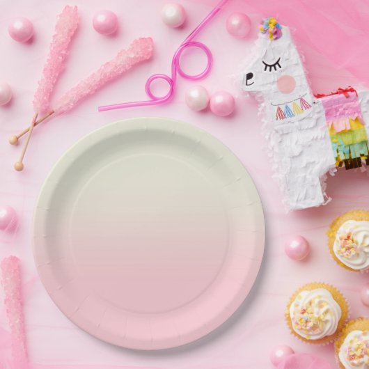 スウィートベビーピンク&アイボリーグラディエントグラデーション ペーパープレート (パーティー)