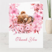 スウィートベビーベアーピンクフローラ サンキューカード (正面)
